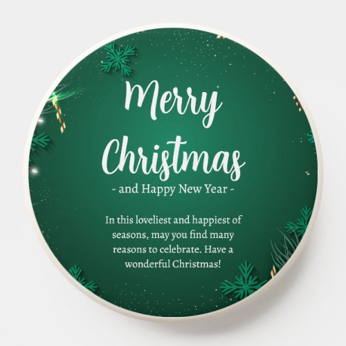 Green and White Simple Christmas Day Best PopGrip PopSocket