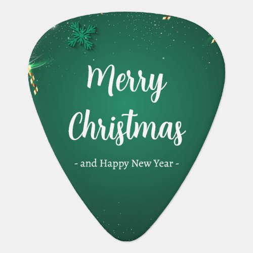 Green and White Simple Christmas Day Best Standard Guitar Pick