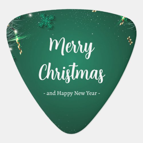 Green and White Simple Christmas Day Best Triangle Guitar Pick