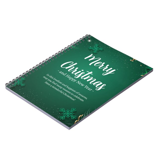 Green and White Simple Christmas Day  Spiral Photo Notebook (Left Side)