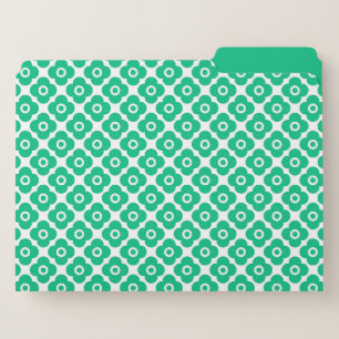 Green and white simple floral pattern retro file folder