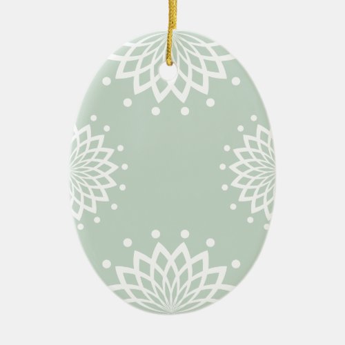 Green and White Simple Vintage Easter Ceramic Ornament