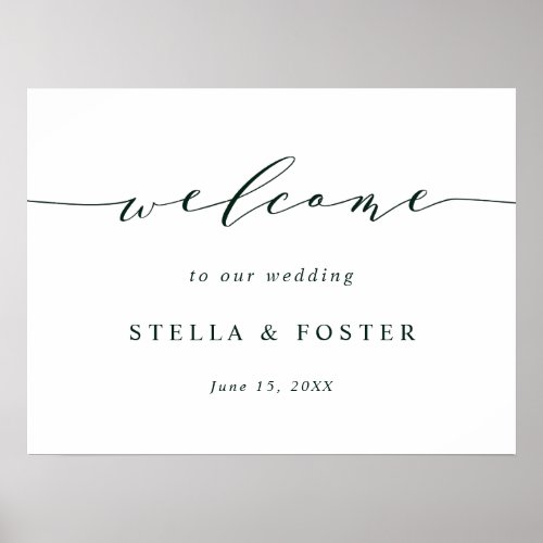 Green and White Simple Wedding Welcome Sign