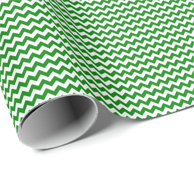 Green and White Small Chevron Wrapping Paper (Roll Corner)