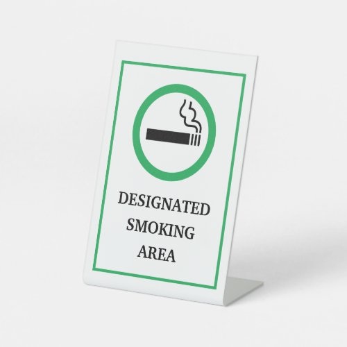Green and White Smoking Area Metal A_Frame Pedestal Sign