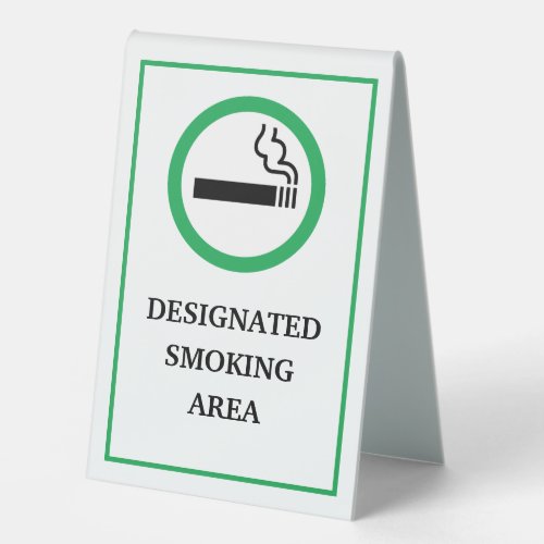 Green and White Smoking Area Metal A_Frame Table Tent Sign