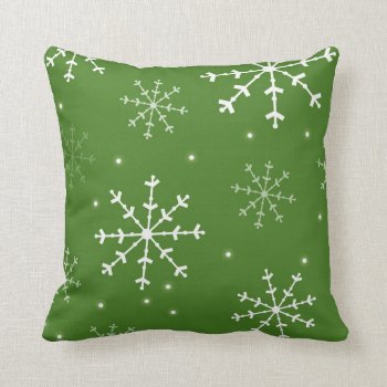 Green And White Snowflake Pillow by BellaMommyDesigns at Zazzle