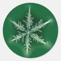 Green and White Snowflake Sticker