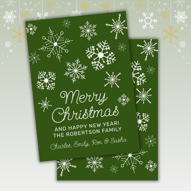 Green and White Snowflakes Christmas Holiday Card (Creator Uploaded)