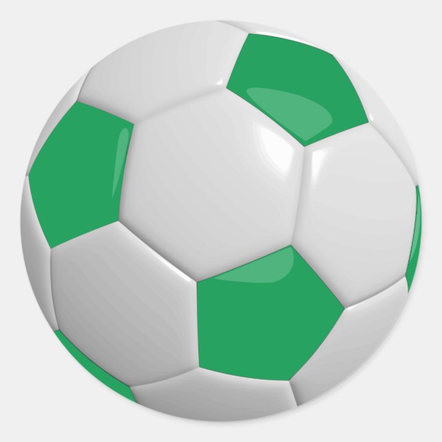 Green and White Soccer Ball Classic Round Sticker (Front)