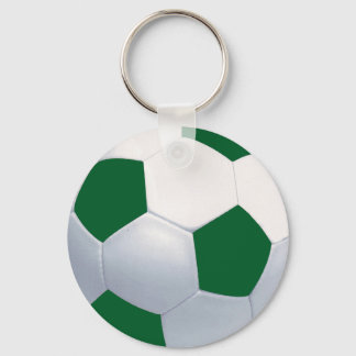 Green and White Soccer Ball Keychain
