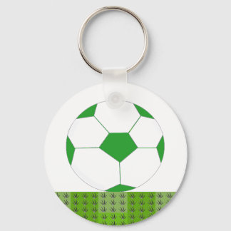 Green and White Soccer Ball Keychain