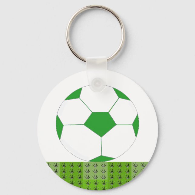 Green and White Soccer Ball Keychain (Front)