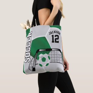 Green and White Soccer Ball Tote Bag