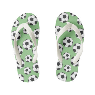 Green and white Soccer Football Flip Flops