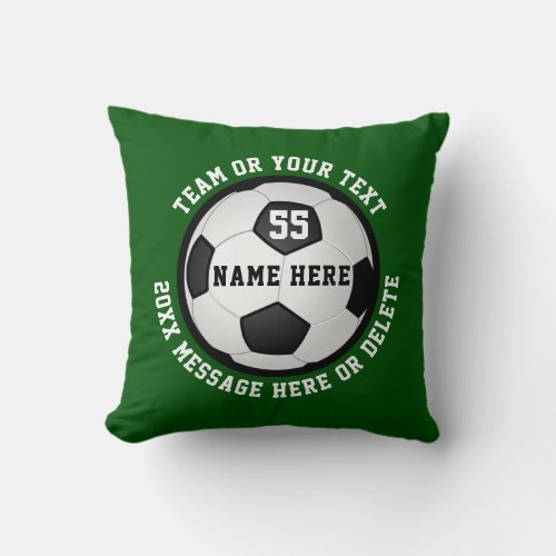 Green and White Soccer Senior Night Gift Ideas Throw Pillow