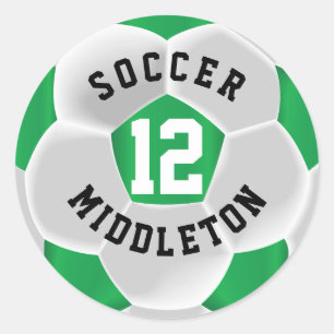 Green and White Soccer Sport Ball Classic Round Sticker