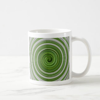 Green and white spiral pattern coffee mug