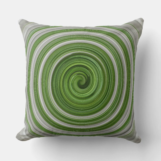 Green and white spiral throw pillow (Front)