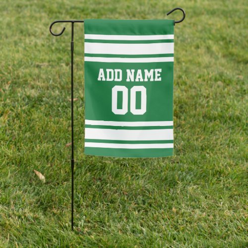 Green and White Sports Jersey Custom Name Number Garden Flag