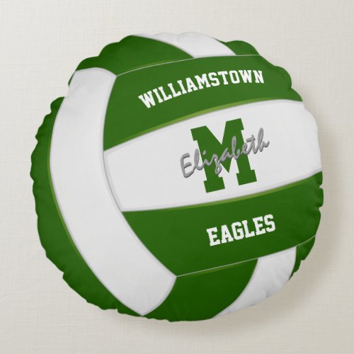 green and white sports team colors volleyball round pillow
