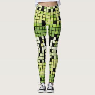 Green and White Squares with Custom Color Leggings