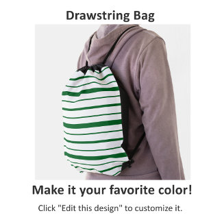 Green and White Stripe Drawstring Bag