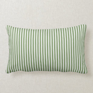 Green and White stripe lumbar throw pillow