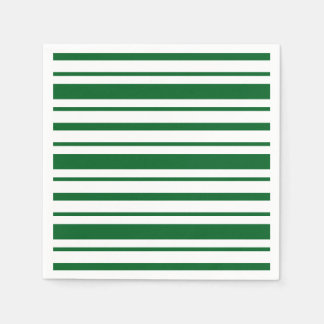 Green and White Stripe Pattern Napkins