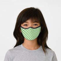 Green and White Stripe Pattern Premium Face Mask
