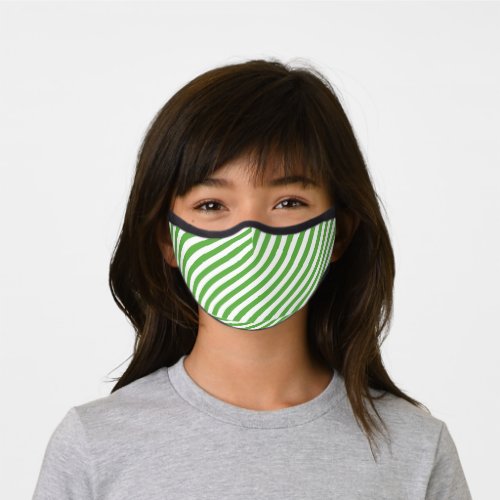 Green and White Stripe Pattern Premium Face Mask