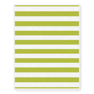 Green and White Stripe Pattern Temporary Tattoos