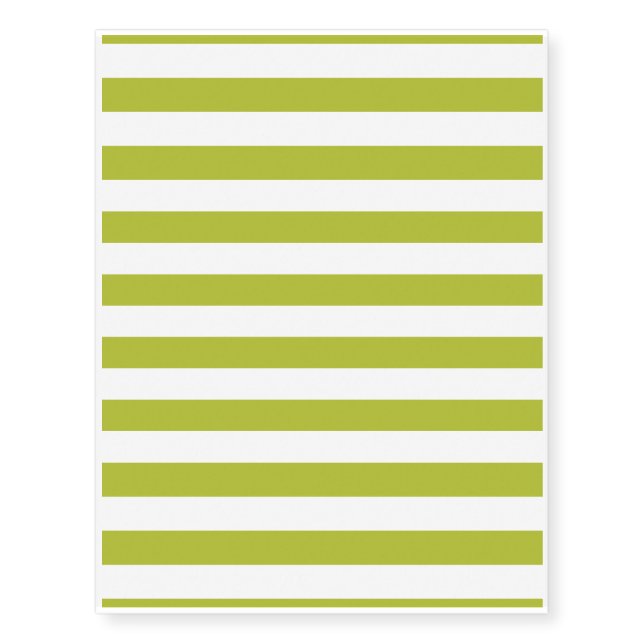 Green and White Stripe Pattern Temporary Tattoos (Front)