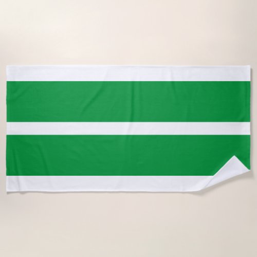 Green And White Striped  Beach Towel