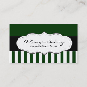 Green and White Striped Business Cards