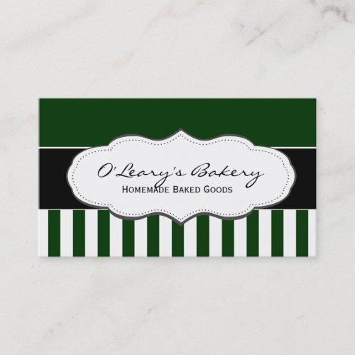 Green and White Striped Business Cards