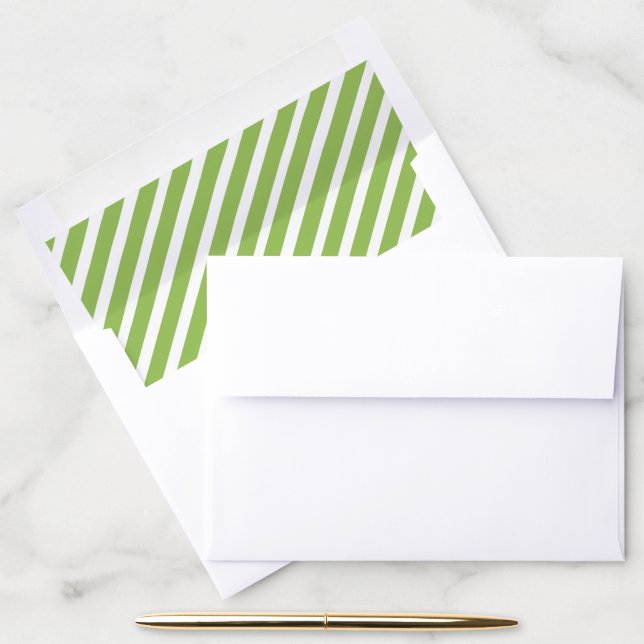 Green and White Striped Envelope Liner (Desk)