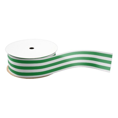 Green and White Striped Grosgrain Ribbon