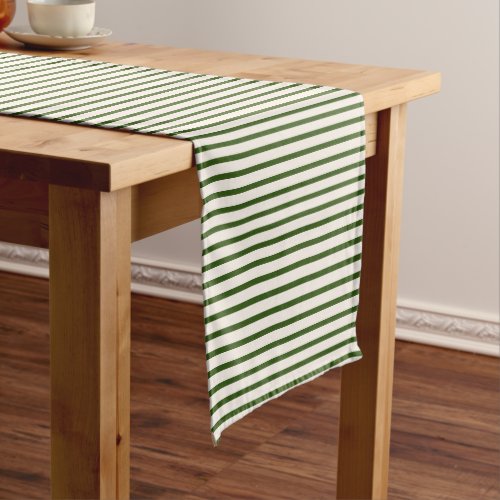 Green and White Striped Modern Christmas Stripe Short Table Runner
