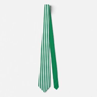 Green and White Striped Necktie