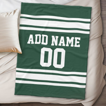 Green And White Striped Sports Jersey Personalized Fleece Blanket by MyRazzleDazzle at Zazzle