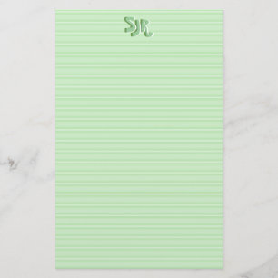 Green and White Striped Stationery Paper Monogram