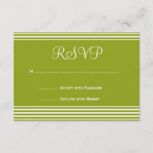 Green and White Striped Wedding Invitation RSVP