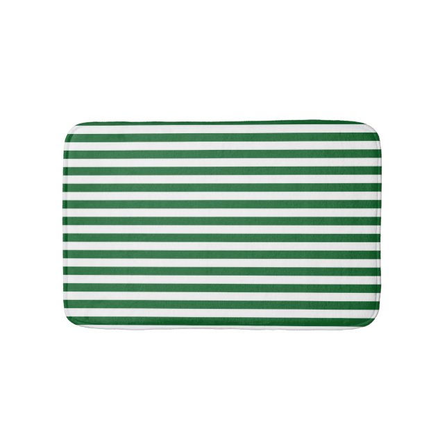 Green and White Stripes Bath Mat (Front)