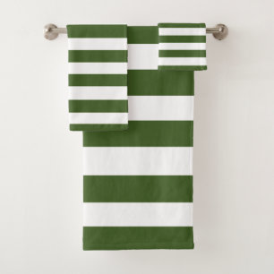 Green and White Stripes Bath Towel Set
