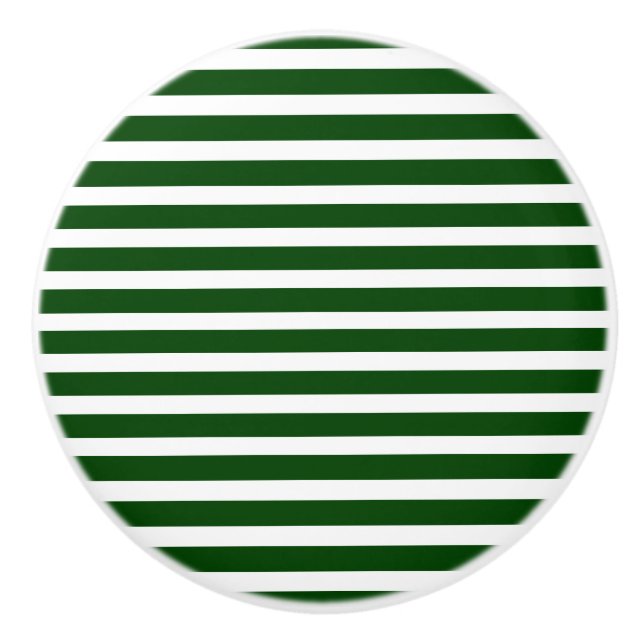 Green and White Stripes Ceramic Knob (Front)
