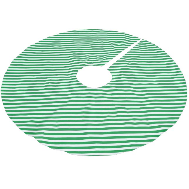 Green and White Stripes Christmas Tree Skirt (Angled)