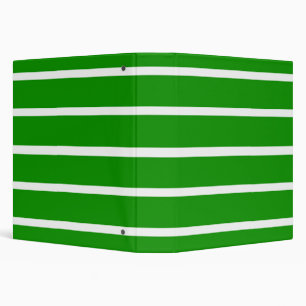 Green and White Stripes Design 3 Ring Binder