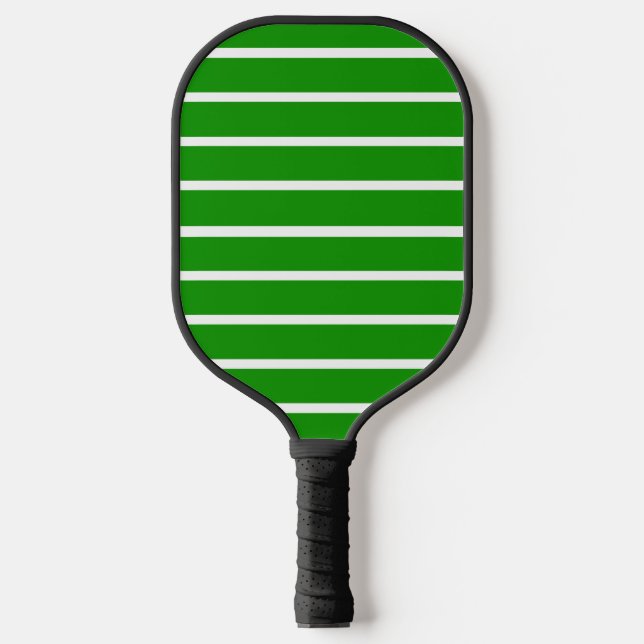 Green and White Stripes Design Pickleball Paddle (Front)