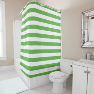 Green and White Stripes Editable Colors Shower Curtain